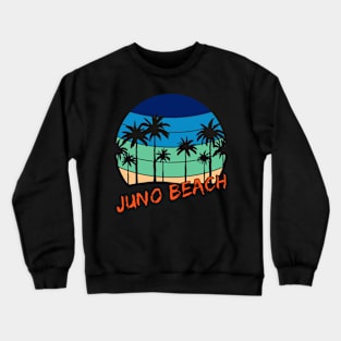 Juno Beach Retro Vintage Sunset Beach Design Crewneck Sweatshirt